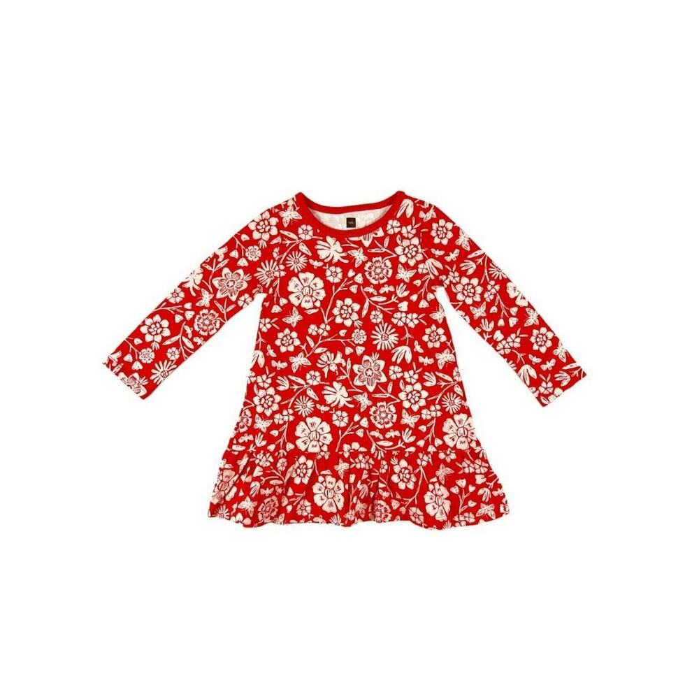 NEW Tea Collection Holly Ruffle Dress Vermillion 18-24 Months
